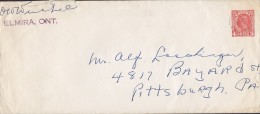 Canada Postal Stationery Ganzsache Entier ELMIRA Ontario 1951 Cover Lettre To PITTSBURGH USA King George VI - 1903-1954 Kings