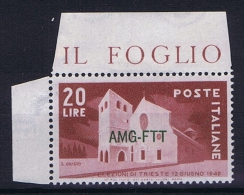 Italy  AMG FTT, Sa 42 , Mi 66 MNH/** Hinged At Label - Mint/hinged