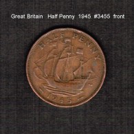 GREAT BRITAIN    1/2  PENNY   1945  (KM # 844) - C. 1/2 Penny