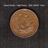 GREAT BRITAIN    1/2  PENNY   1958  (KM # 896) - C. 1/2 Penny
