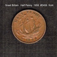 GREAT BRITAIN    1/2  PENNY   1958  (KM # 896) - C. 1/2 Penny