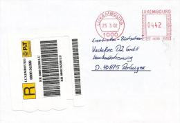 Luxemburg 2002 Meter Franking Barcoded Registered Cover - Maschinenstempel (EMA)