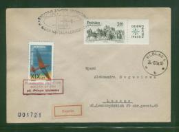 POLAND 1966 2ND NATIONAL GLIDING CHAMPIONSHIPS COMM COVER BOCIAN GLIDER FLOWN COVER ELBLAG B RECEIVER CINDERELLA STAMP - Lettres & Documents