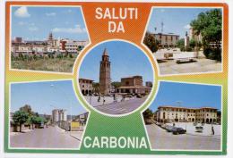 CARBONIA, VEDUTINE E SALUTI, VIAGGIATA, FINESTRELLE, FORMATO GRANDE   **** - Carbonia