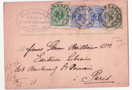 Ep5c Vert + N°26+27 X2de BRUXELLES/1884 Pour Paris. Rare Affranchissement - 1869-1888 Lion Couché