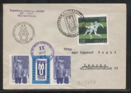 POLAND 1964 XVII GLIDER FLIGHT 20 YEARS MILITIA POLICE SERVICE TO NATION PHILATELIC EXPO FLOWN CvR T2 2CINDERELLA - Gliders