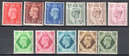 Great Britain 1937 King George VI - Mi199,200,202,204-211- Incomplete Set MNH (**). - Unused Stamps