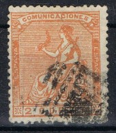 Sellos 2 Cuartos Rojo Naranja Variedad  Alegoria 1874, Num 131a º - Oblitérés