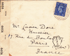 GB - 1945 - ENVELOPPE Avec CENSURE Pour PARIS Avec TAXE De 8 C - Covers & Documents