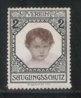 AUSTRIA 1911 INFANT PROTECTION LEAGUE FUND RAISING LABEL T2 HINGED MINT CINDERELLA - Sellos Privados