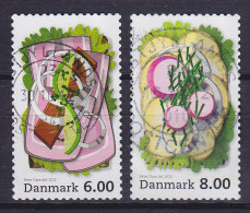 Denmark 2012 BRAND NEW 6.00 Kr. & 8.00 Kr. Dansk Smørrebrød Danish Sandwich ((From Sheet) - Gebruikt