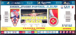 Football CROATIA  Vs MALTA  Ticket  EAST TRIBUNE 17.11.2010.  UEFA EURO 2012. QUAL - Eintrittskarten