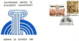 Greece- Greek Commemorative Cover W/ "Olympic Meeting Of Classical Athletics '87" [Athens 20.6.1987] Postmark - Postembleem & Poststempel