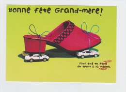 Publicité Café GRAND-MERE - BONNE FETE - Sport à La Maison Patin à Roulettes - Humour Chaussure Sur Voitures - Eiskunstlauf