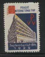 CZECHOSLOVAKIA 1929 PRAGUE AUTUMN SAMPLE FAIR ENGLISH LANGUAGE NHM POSTER STAMP CINDERELLA - Neufs