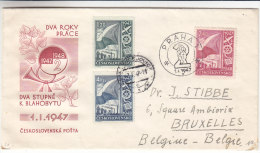 Drapeaux - Avions - Livres - Thcècoslovaquie - Lettre De 1947 - 2 Oblitérations Différentes - Lettres & Documents