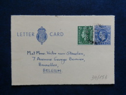 39/153   LETTER  CARD  1947 TO BELGIUM - Luftpost & Aerogramme