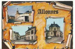 J     Maine Et Loire  :   ALLONNES  : Vues   : Ptt , église  Hôtel De Ville - Allonnes
