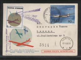 POLAND 1968 XXI GLIDER FLIGHT XI LESZNO GLIDING CHAMPIONSHIPS OLYMPIC YEAR FLOWN GLIDER CARD BOCIAN TYPE 1A CINDERELLA - Lettres & Documents