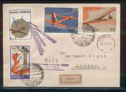 POLAND 1968 XXI GLIDER FLIGHT XI LESZNO GLIDING CHAMPIONSHIPS OLYMPIC YEAR FLOWN GLIDER COVER BOCIAN TYPE 2B CINDERELLA - Cartas & Documentos