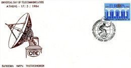 Greece- Greek Commemorative Cover W/ "OTE - Universal Day Of Telecommunications: Wider Horizons" [Athens 17.5.1984] Pmrk - Flammes & Oblitérations