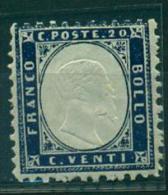 REGNO 1862 EFFIGIE 20 C. INDACO MNH** LUSSO - Mint/hinged