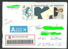 BELGIEN Belgium Belgia Registered Air Mail Letter To Estland Estonia Estonie 2013 - Briefe U. Dokumente