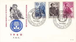 FDC N° 78 Ordi Du 7-4-1960 - COB 1125-1126-1127 - Cachet De Bruxelles - Année Mondiale Du Réfugié - 2,3€ - Unclassified