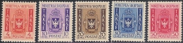 **/* 1940 ALBANIA SEGNATASSE MNH ( SASS. N.1/5 ) IL N.4 è NH Linguellato Cert. Chiavarello CAT. € 1031,00 - Albanië