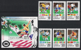 1994 Rumänien Mi# 4992-97 Bl. 290 ** MNH Fußball Football Soccer Sport WM FIFA USA 94 - 1994 – Stati Uniti