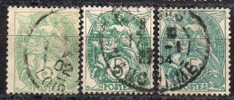France ; 1900  ; N° Y:  111 X 3  ;   Ob  ; 3 Teintes  "Blanc"   ; ; Cote Y  : 1.50   E. - 1900-29 Blanc