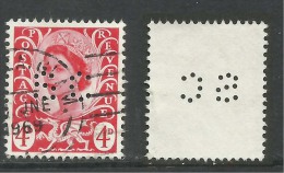 WALES GB 1969 4d Brt Vermilion Perfins SC SG W10.....( L675 ) - Perfins