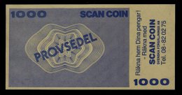 Test Note "SCANCOIN" 1000 Units, Beids. Druck, RRRRR, Typ C = 160 X 82 Mm, Mit Rekl., UNC, Sehr Alt! - Sweden