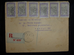 BEL AFFRANCHISSEMENT SUR LETTRE RECOMMANDEE DE TANANARIVE 1927 ADRESSEE EN FRANCE  COVER COLONIE - Lettres & Documents