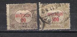 Hungary 1922  Mi Nr 11,12   Used (a1p18) - Servizio