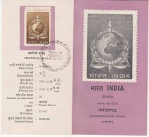 Stamped Information On INTERPOL, Police Orgainzation For  Drugs Problem, Culture, Art, Currency, Computer, India 1973 - Drugs