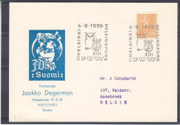 Musique -Harpe ? - Oiseaux - Hiboux - Finlande - Carte Postale De 1959 - Oblitération Spéciale - Lettres & Documents