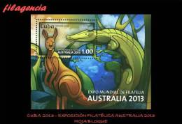 AMERICA. CUBA MINT. 2013 EXPOSICIÓN FILATÉLICA AUSTRALIA 2013. FAUNA DE AUSTRALIA & CUBA. HOJA BLOQUE - Unused Stamps