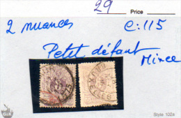 Lion Couché, 2 Nuances 29, (petit Défaut Mince), Cote 121 € - 1869-1888 Lion Couché