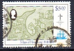 Hong Kong QEII 1984 Maps $5 Value, Used - Usados