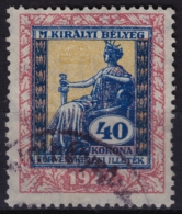 1922 Hungary - Judaical Tax - Revenue Stamp - 40 K - Used - Fiscaux