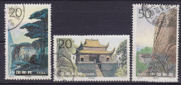 China Chine 1995 Mi. 2652-53, 2655 Jiuhua-Berge Meditationsstätte, Kostbare Halle Des Sterblichen Körpers & Felsblock - Gebraucht