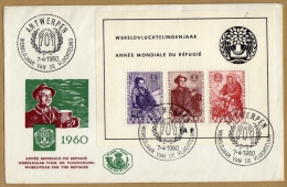 Enveloppe FDC Bloc 32 1128 à 1130 Antwerpen Année Mondiale Du Réfugié - 1951-1960