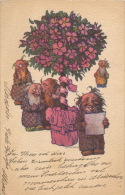 Jolie Carte Fantaisie Lutins Et Fleurs Signée E. KUTZER - Kutzer, Ernst