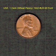 U.S.A.   1  CENT (WHEAT PENNY)  1942  (KM # 132) (US-90) - 1909-1958: Lincoln, Wheat Ears Reverse