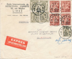 052/22 -  Lettre EXPRES TP Exportations LIEGE 1948 Vers LA BUISSIERE - Entete Ecole De Détectives - Experts - 1948 Export