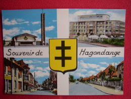 Dep 57 , Cpm HAGONDANGE , 551 , Multivues , L'Eglise St Jacque , L'Hopital St François , La Rue De La Gare , ...(V6.53) - Hagondange