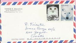 Snowy Owl / Polar Bear, Philadelphia, USA, Letter To Croatia - Faune Antarctique