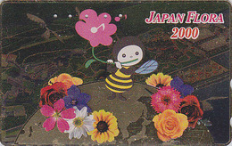 Télécarte Dorée Japon / 110-016 - Animal ABEILLE - BEE GOLD Phonecard ** Série JAPAN FLORA ** - BIENE  - 61 - Honeybees