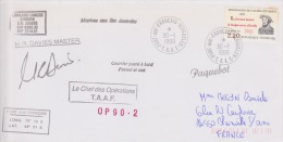 PLIS ANTARCTIQUE LOWLAND LANCER LONDON OP 90-2 PORT AUX FRANÇAIS 30-1-1990 - Storia Postale